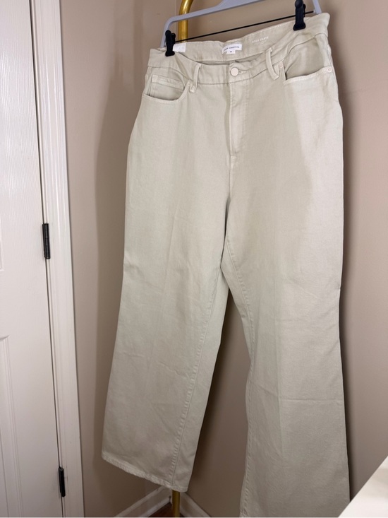 Good American Denim - Good American Good Skate High Rise Loose Leg Jeans Cream Size 15 34” Inseam